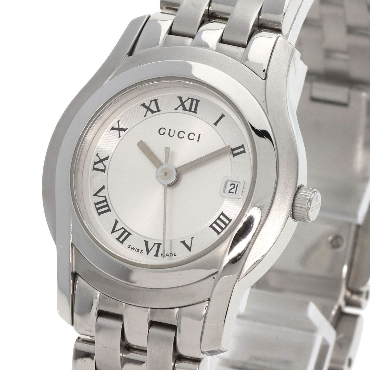 GUCCI Watches Quartz 5500L Stainless Steel , Stainless Steel Silver Round face Silver dial Women Used