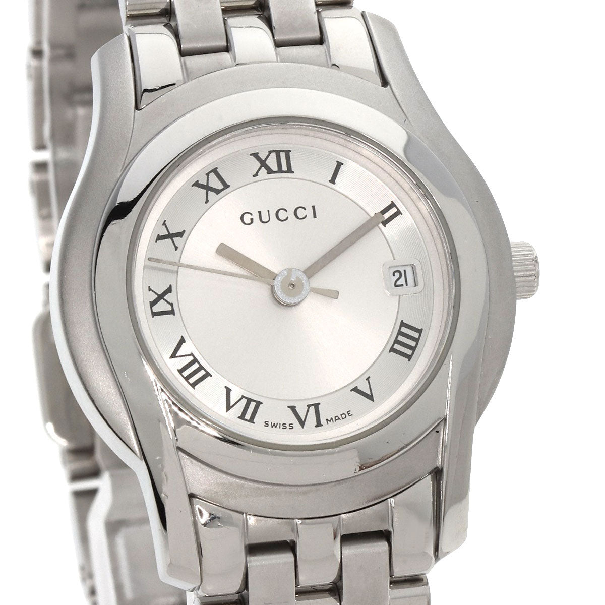 GUCCI Watches Quartz 5500L Stainless Steel , Stainless Steel Silver Round face Silver dial Women Used