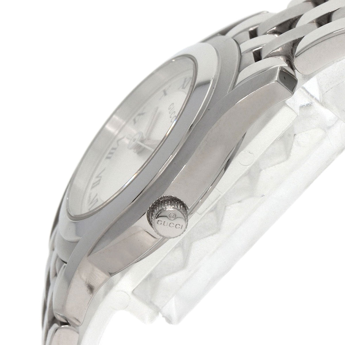 GUCCI Watches Quartz 5500L Stainless Steel , Stainless Steel Silver Round face Silver dial Women Used