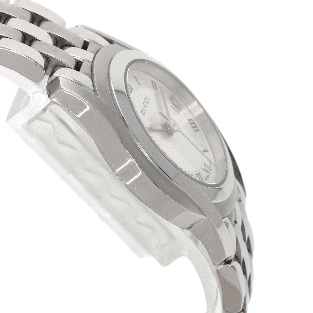 GUCCI Watches Quartz 5500L Stainless Steel , Stainless Steel Silver Round face Silver dial Women Used
