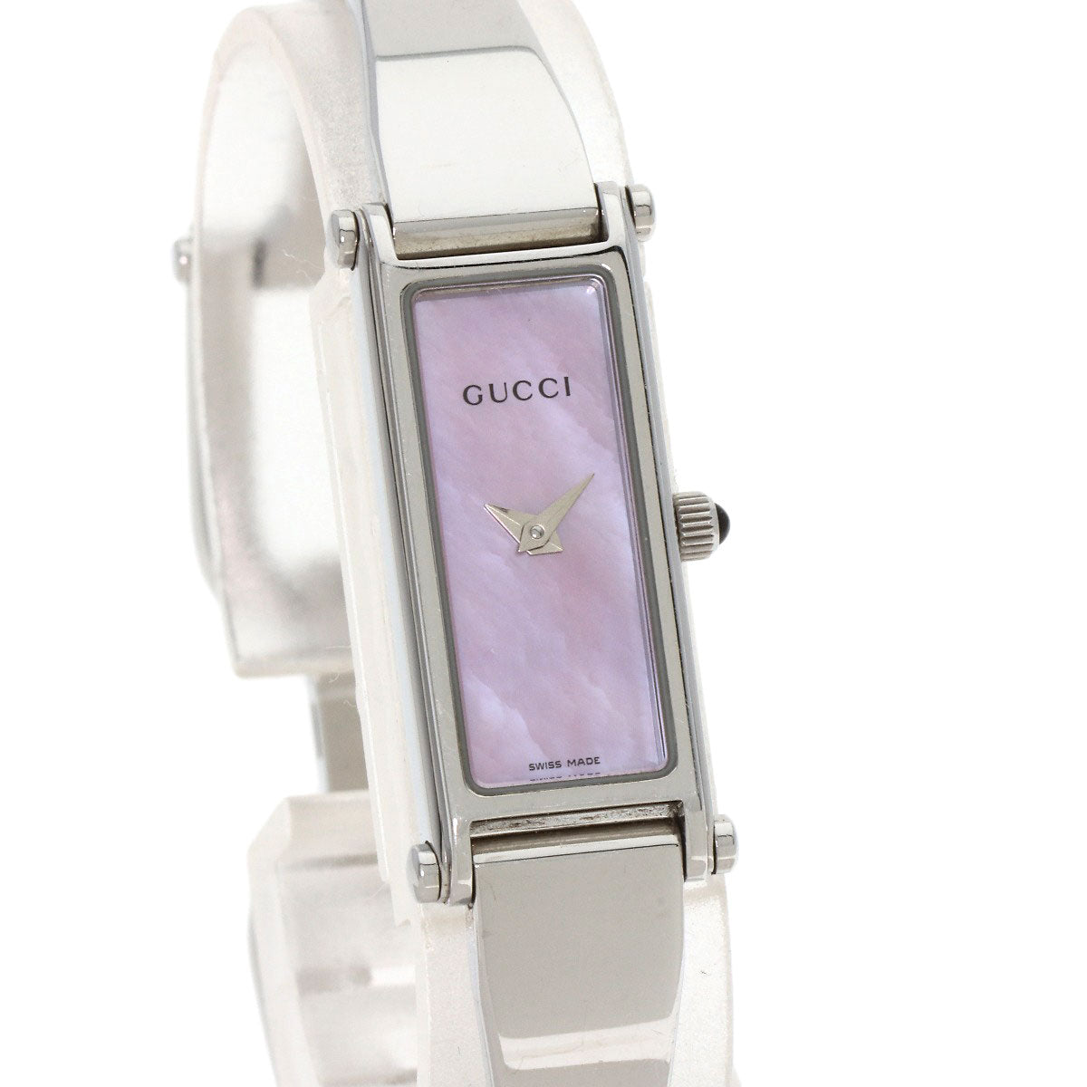 GUCCI Watches Quartz 1500L Stainless Steel Silver Square face Pink shell dial