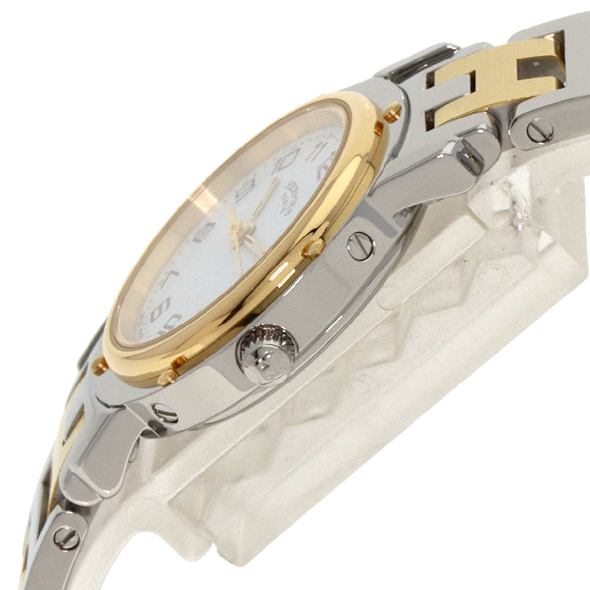 HERMES Watches Quartz CL4.220 Stainless Steel , SSxGP gold Clipper white dial Women Used