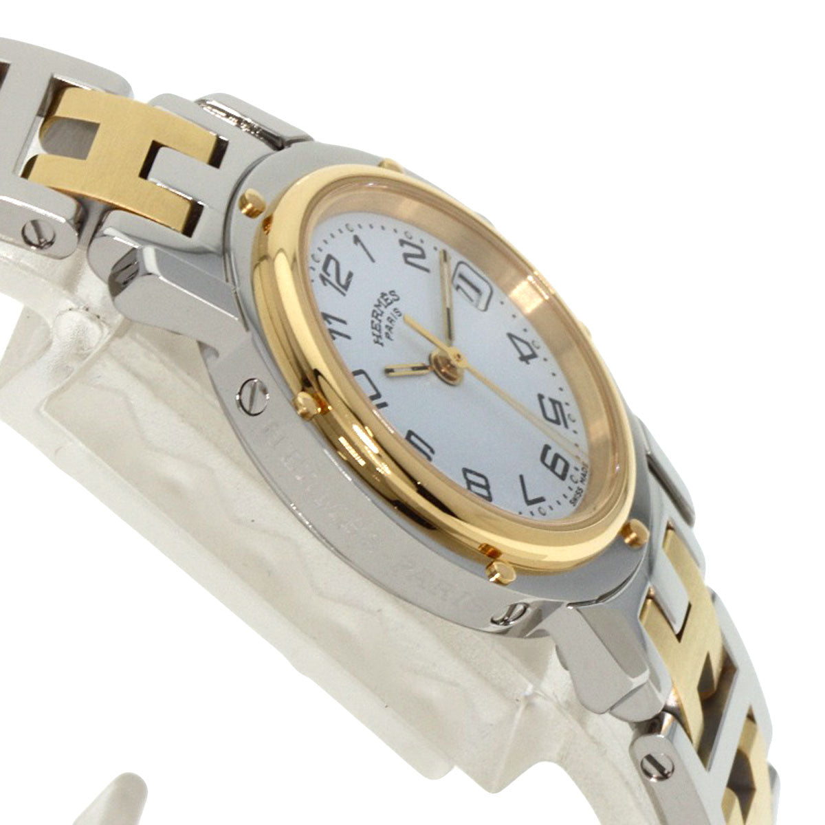 HERMES Watches Quartz CL4.220 Stainless Steel , SSxGP gold Clipper white dial Women Used