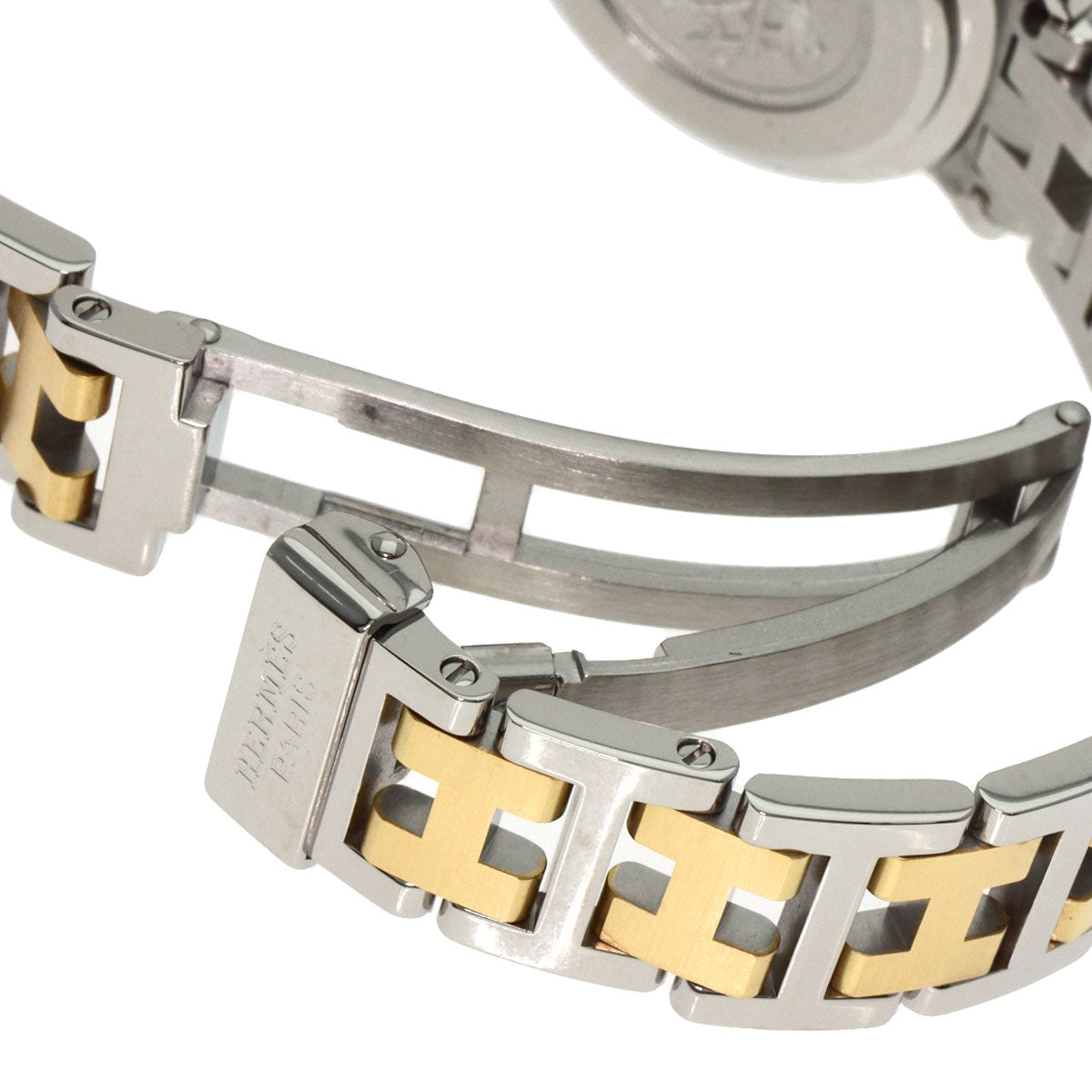HERMES Watches Quartz CL4.220 Stainless Steel , SSxGP gold Clipper white dial Women Used