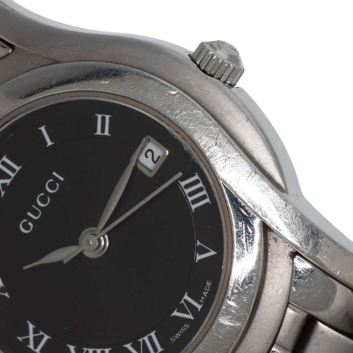GUCCI Watches Quartz 5500L Stainless Steel Silver Round face black dial