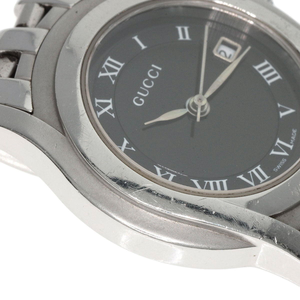 GUCCI Watches Quartz 5500L Stainless Steel Silver Round face black dial