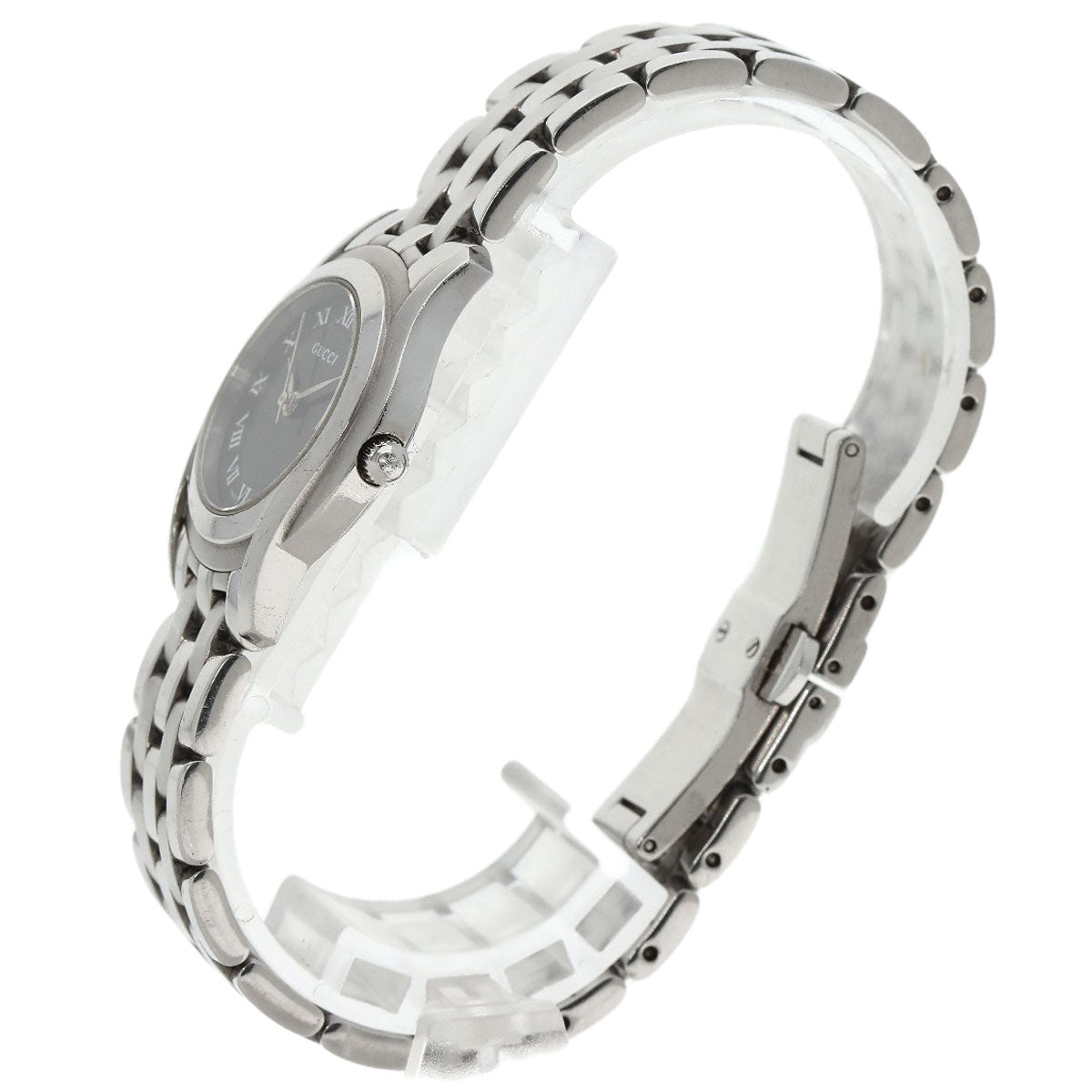 GUCCI Watches Quartz 5500L Stainless Steel Silver Round face black dial