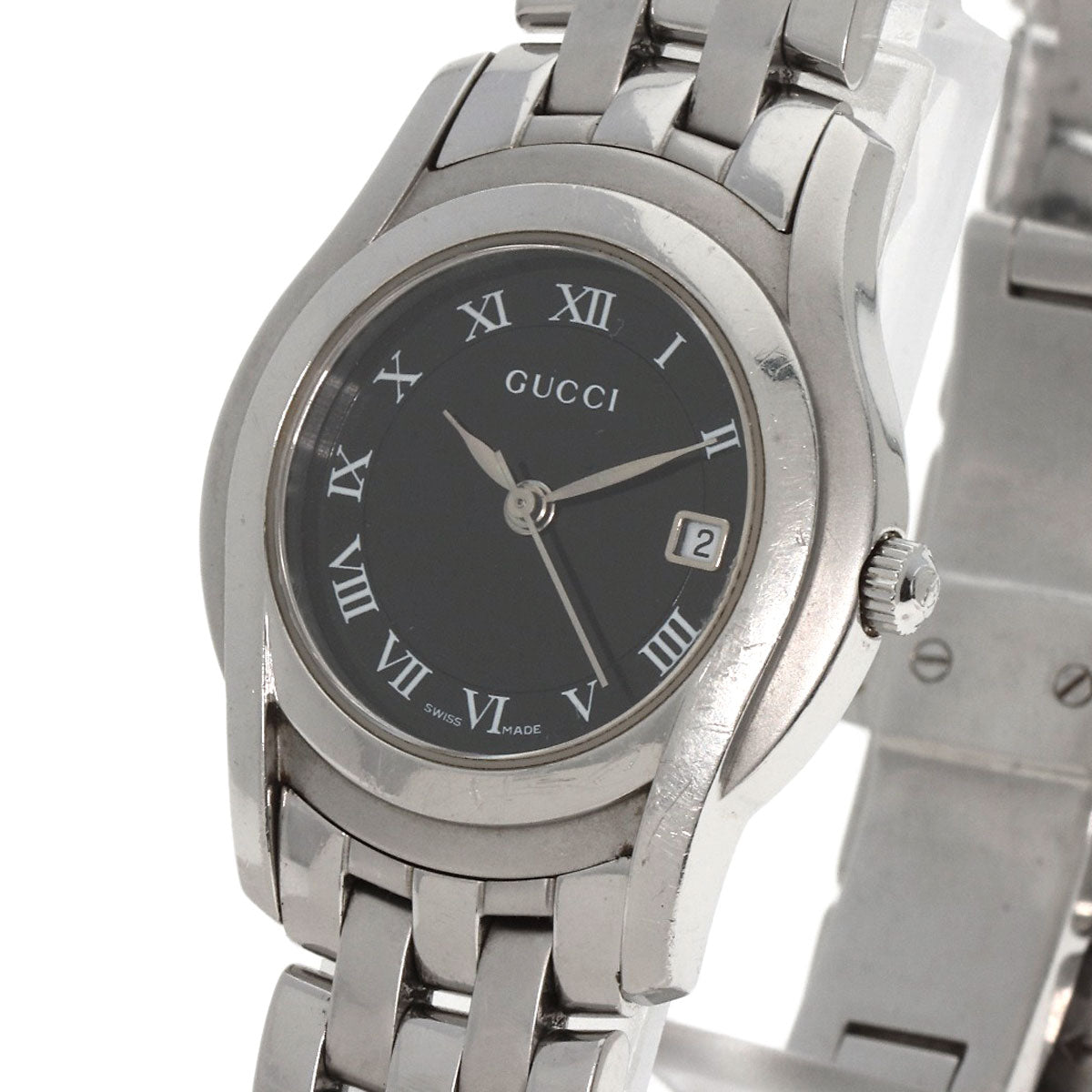 GUCCI Watches Quartz 5500L Stainless Steel Silver Round face black dial