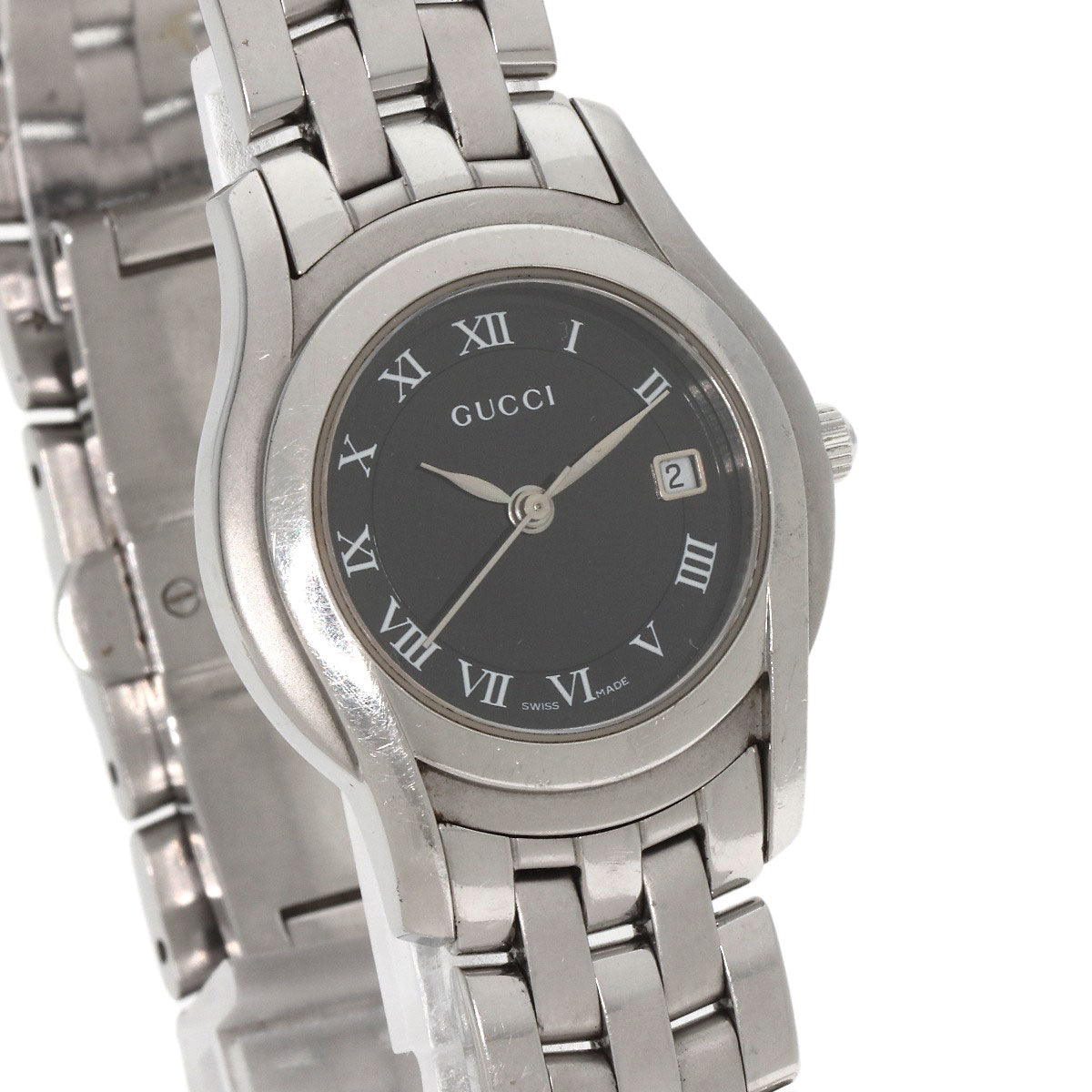 GUCCI Watches Quartz 5500L Stainless Steel Silver Round face black dial