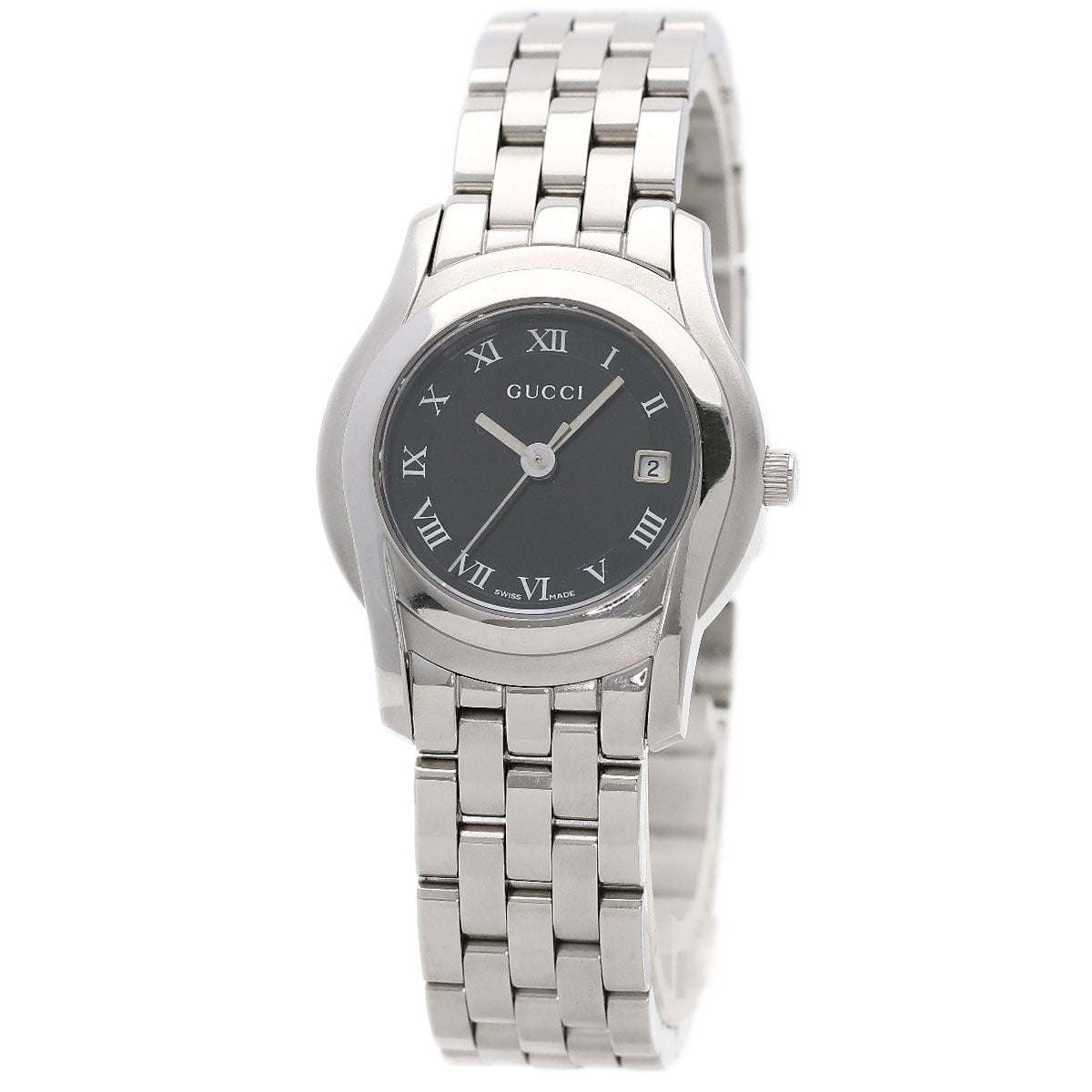 GUCCI Watches Quartz 5500L Stainless Steel Silver Round face black dial