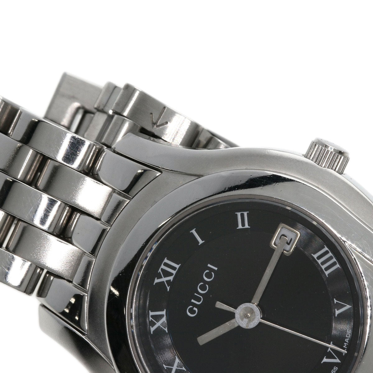 GUCCI Watches Quartz 5500L Stainless Steel Silver Round face black dial