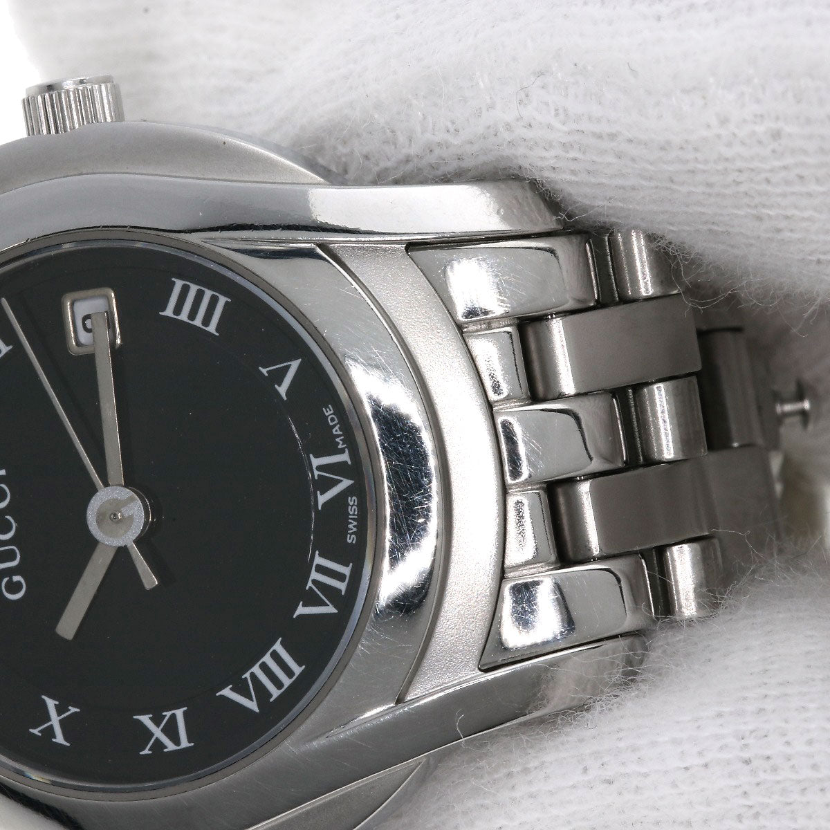 GUCCI Watches Quartz 5500L Stainless Steel Silver Round face black dial