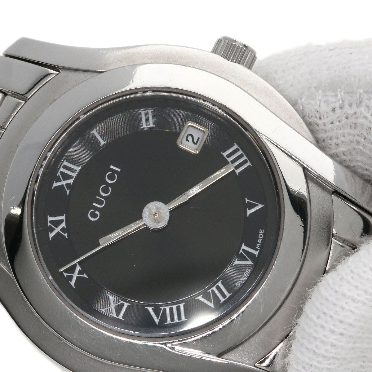 GUCCI Watches Quartz 5500L Stainless Steel Silver Round face black dial