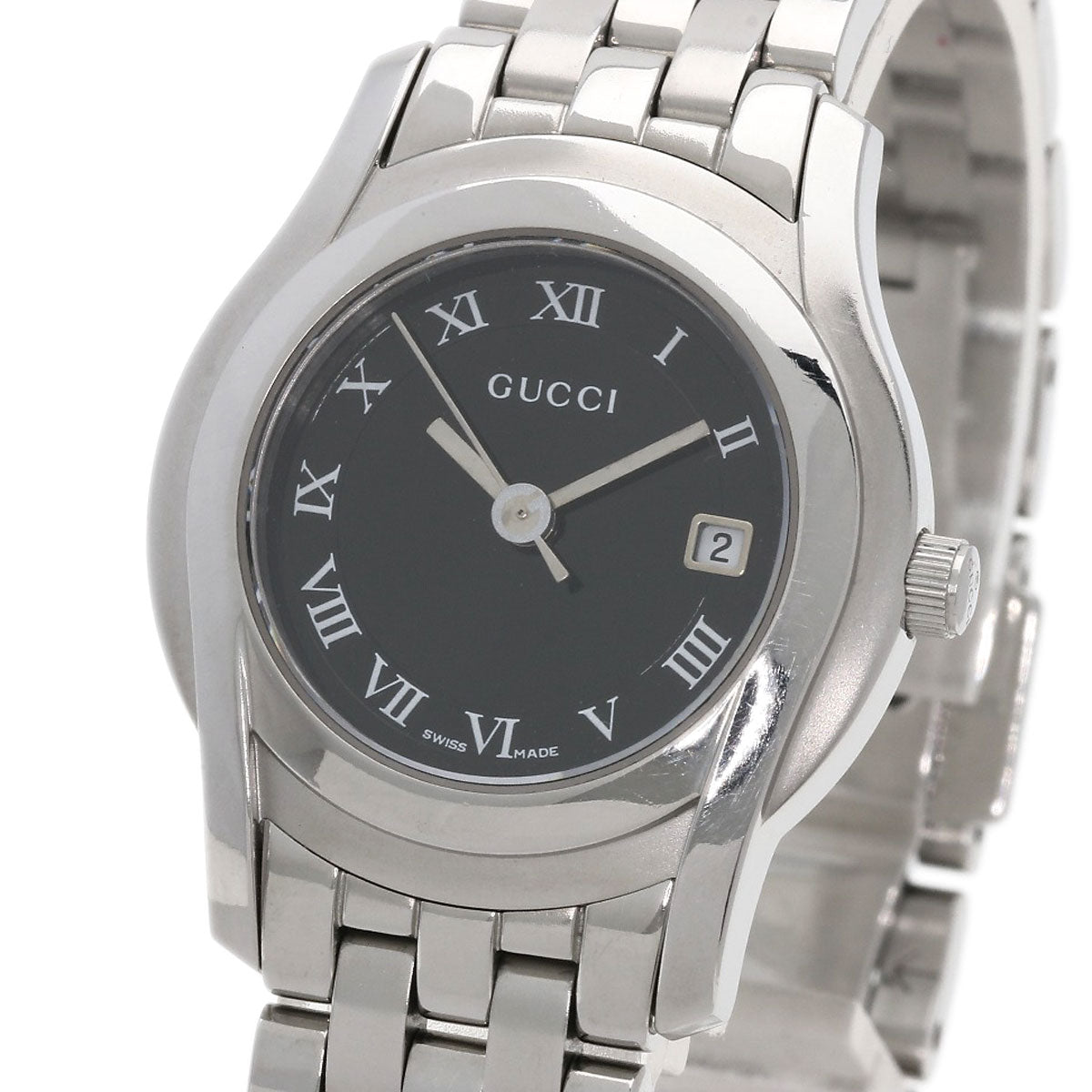 GUCCI Watches Quartz 5500L Stainless Steel Silver Round face black dial