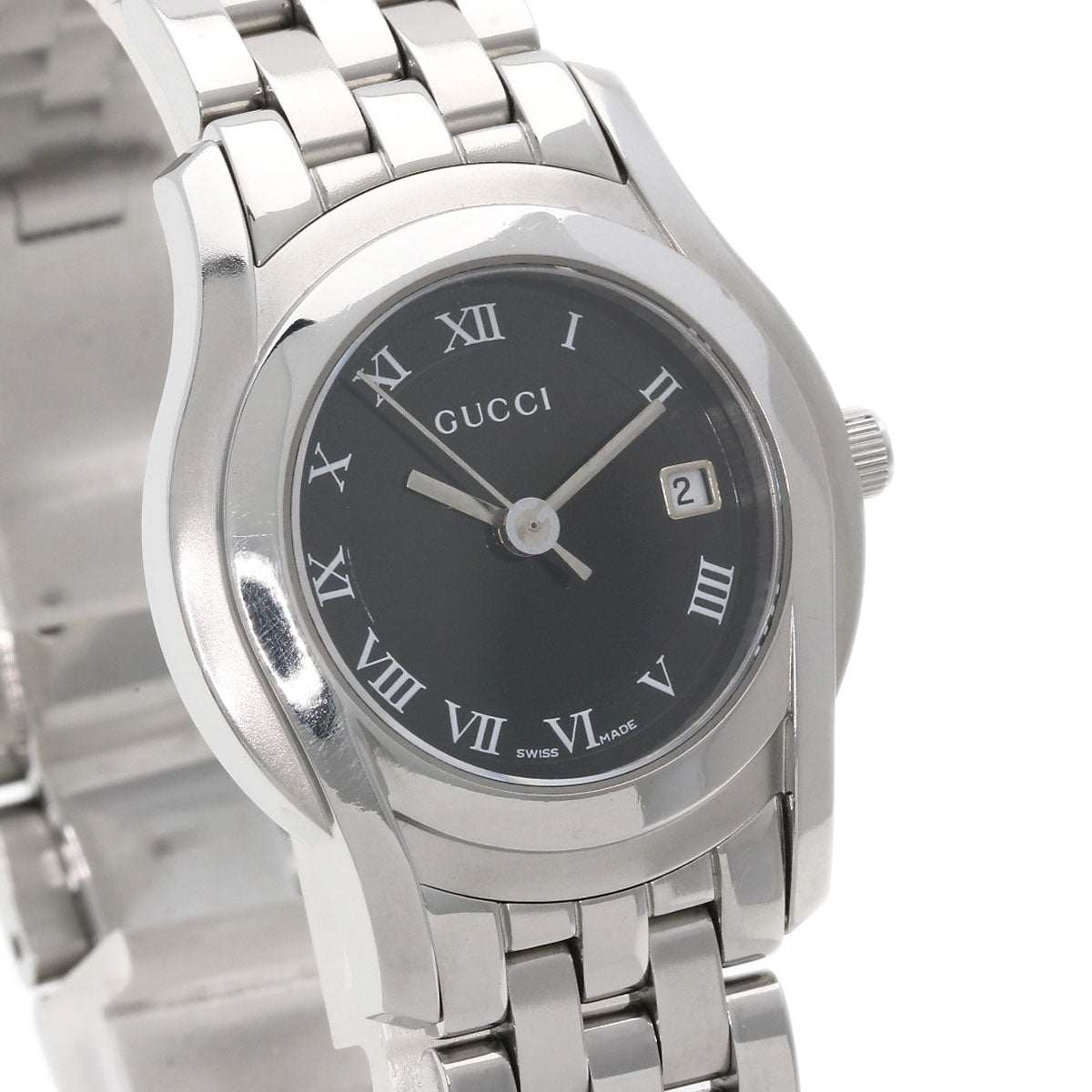 GUCCI Watches Quartz 5500L Stainless Steel Silver Round face black dial