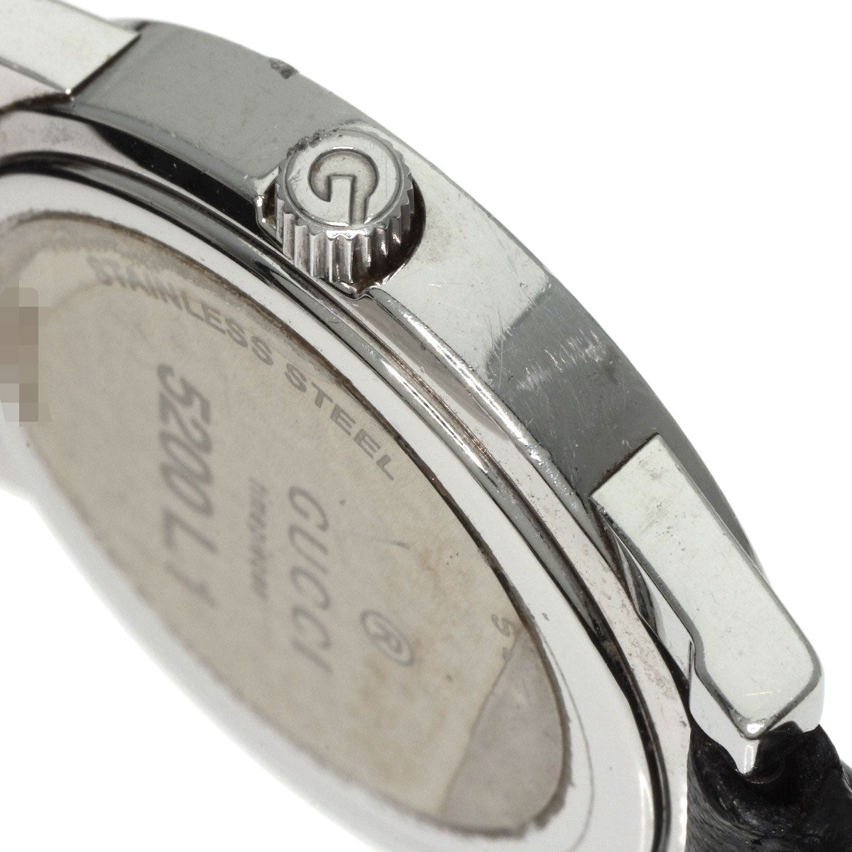 GUCCI Watches Quartz 5200L.1 Stainless Steel, Leather Silver Round face black dial Women Used