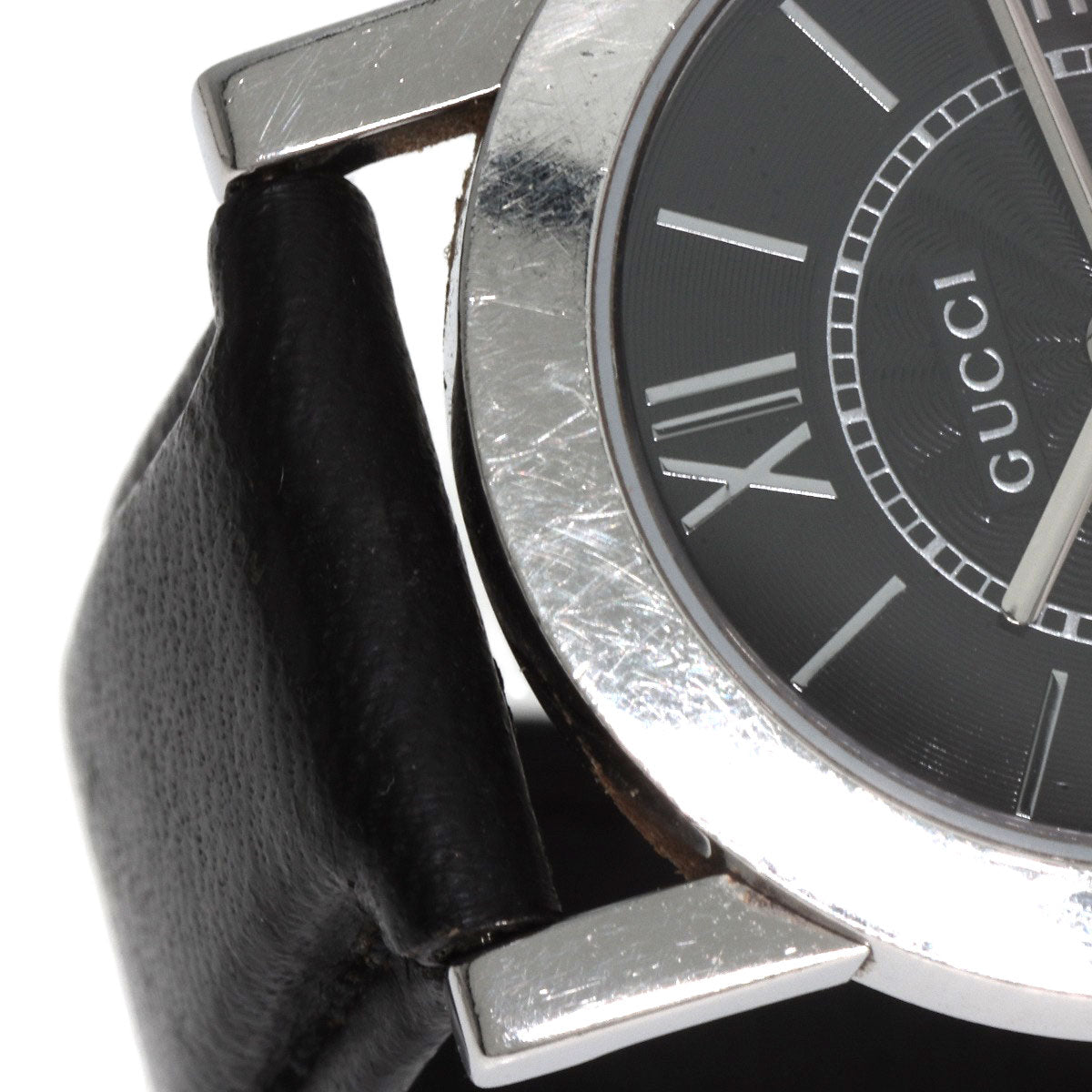 GUCCI Watches Quartz 5200L.1 Stainless Steel, Leather Silver Round face black dial Women Used