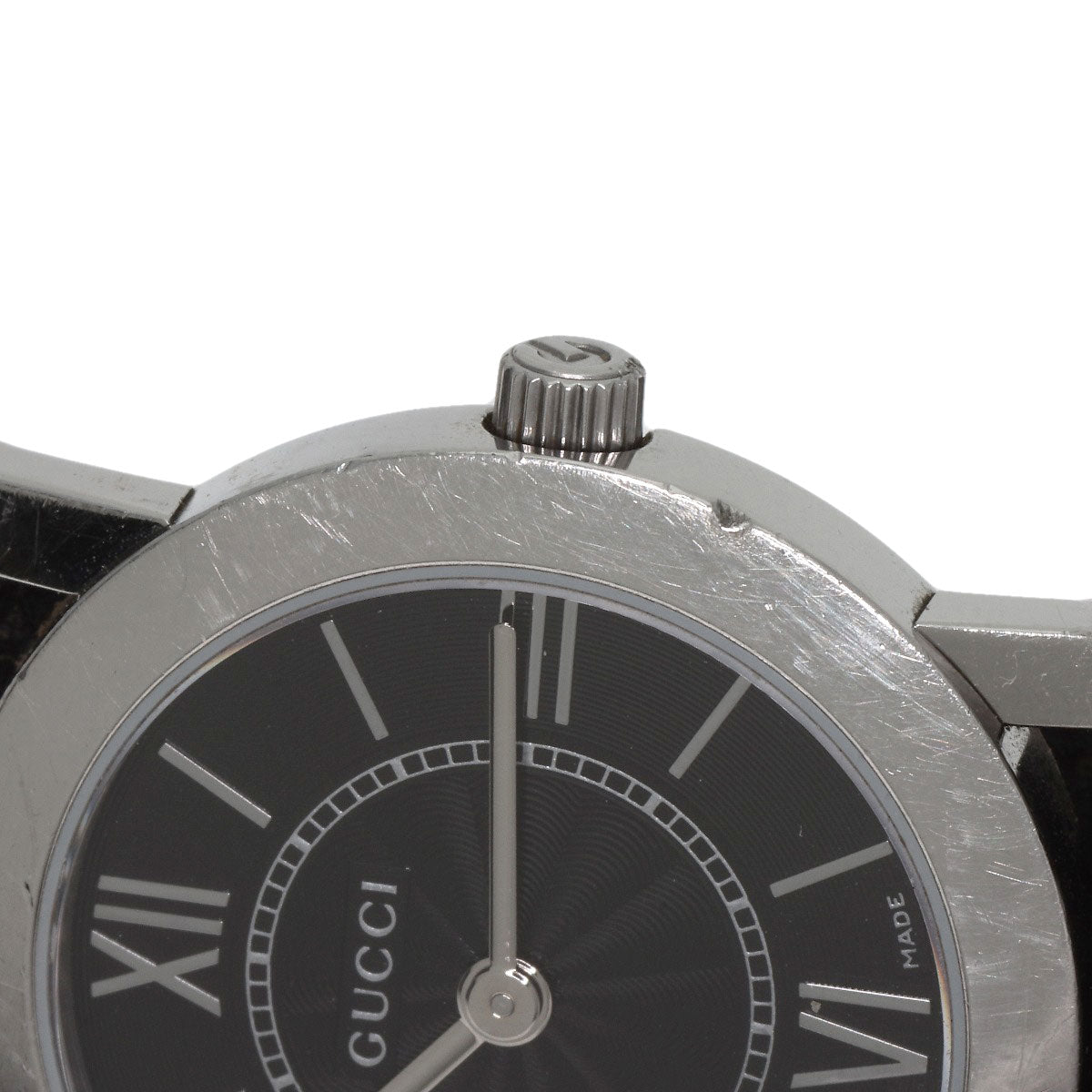 GUCCI Watches Quartz 5200L.1 Stainless Steel, Leather Silver Round face black dial Women Used