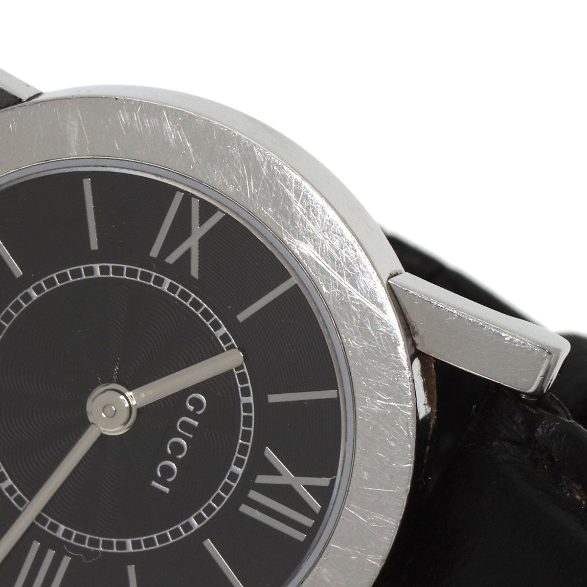 GUCCI Watches Quartz 5200L.1 Stainless Steel, Leather Silver Round face black dial Women Used