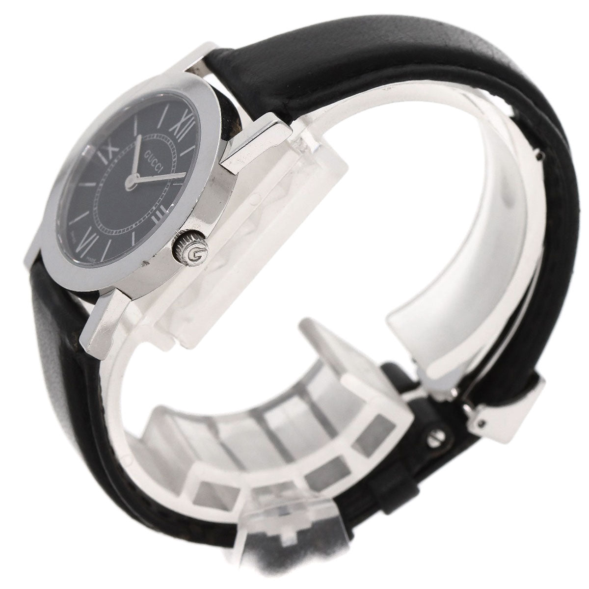 GUCCI Watches Quartz 5200L.1 Stainless Steel, Leather Silver Round face black dial Women Used