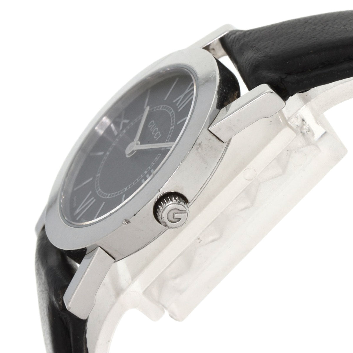 GUCCI Watches Quartz 5200L.1 Stainless Steel, Leather Silver Round face black dial Women Used
