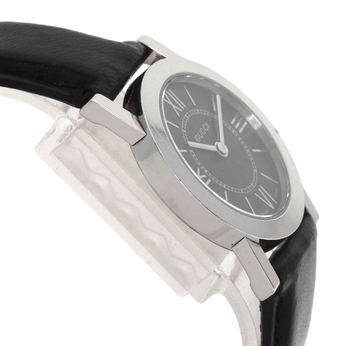 GUCCI Watches Quartz 5200L.1 Stainless Steel, Leather Silver Round face black dial Women Used