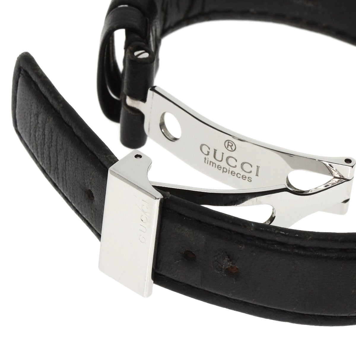 GUCCI Watches Quartz 5200L.1 Stainless Steel, Leather Silver Round face black dial Women Used