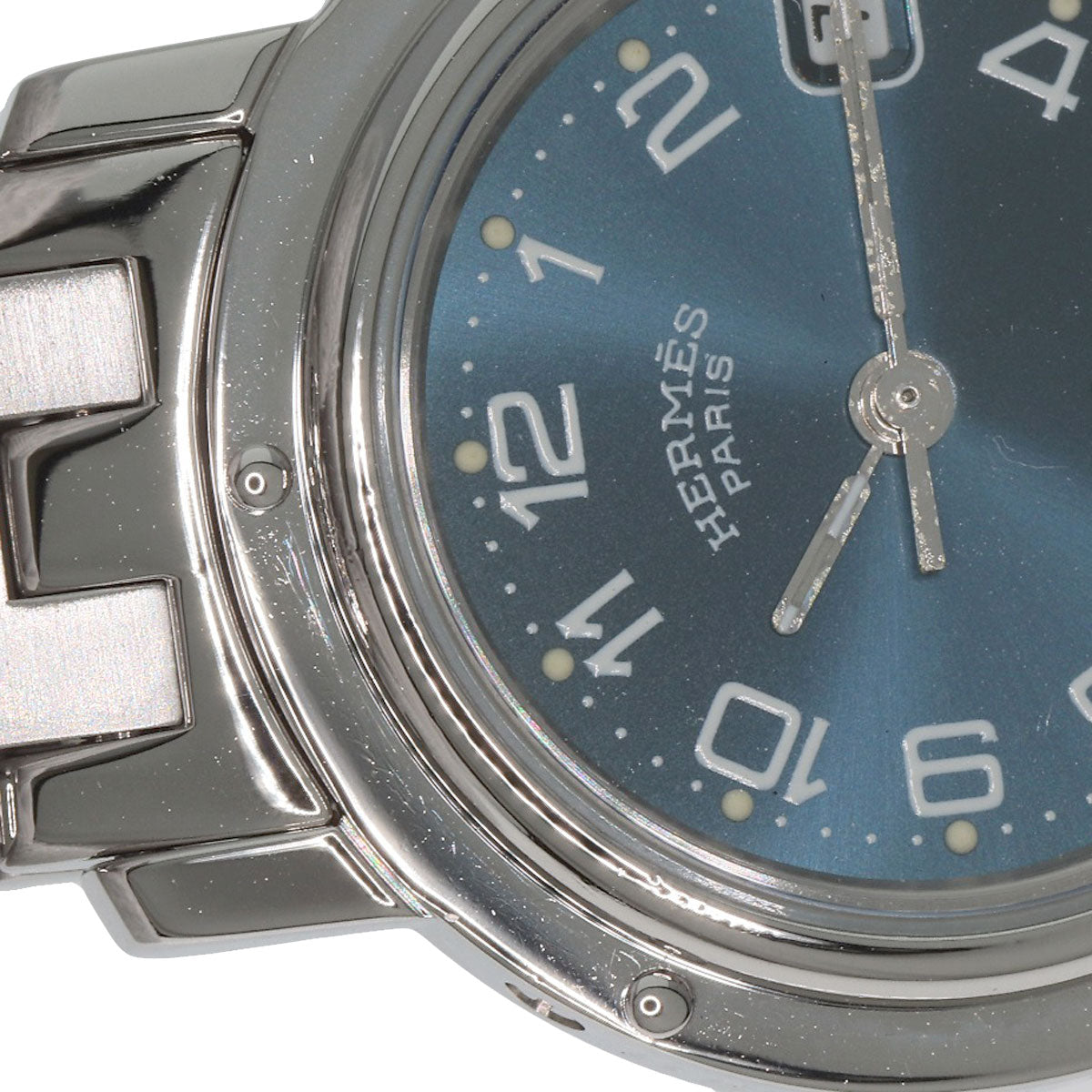 HERMES Watches Quartz CL4.210 Stainless Steel , Stainless Steel Silver Clipper blue dial Women Used