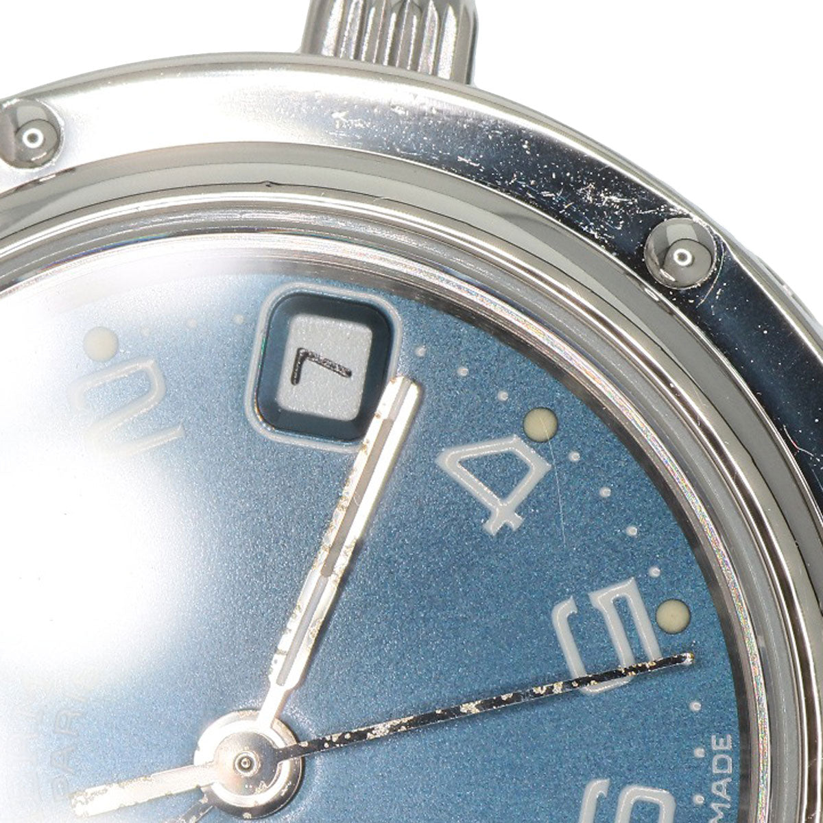 HERMES Watches Quartz CL4.210 Stainless Steel , Stainless Steel Silver Clipper blue dial Women Used