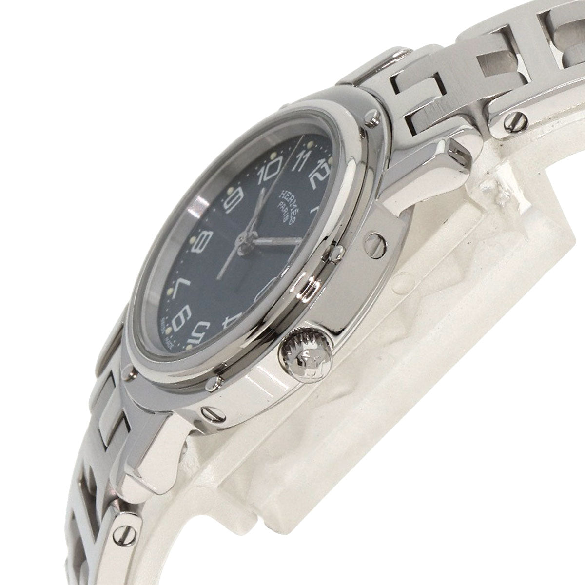 HERMES Watches Quartz CL4.210 Stainless Steel , Stainless Steel Silver Clipper blue dial Women Used