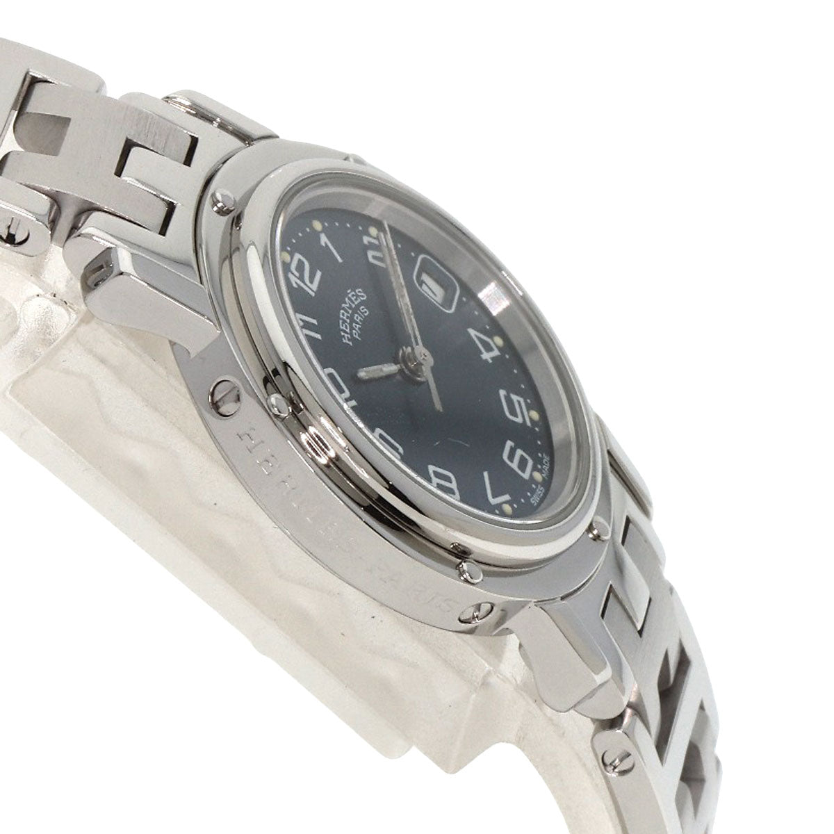 HERMES Watches Quartz CL4.210 Stainless Steel , Stainless Steel Silver Clipper blue dial Women Used