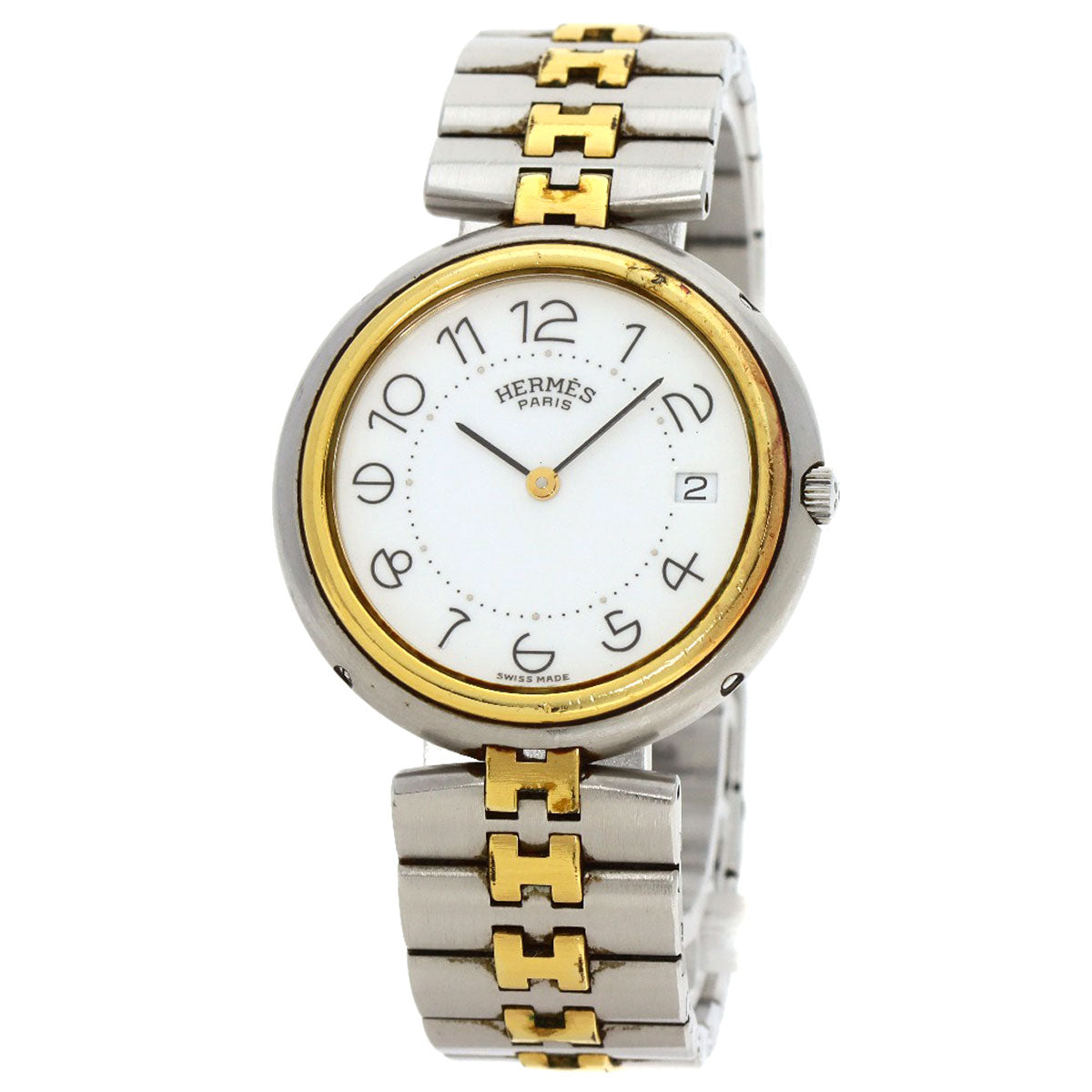 HERMES Watches Quartz Stainless Steel , SSxGP gold profile white dial mens Used