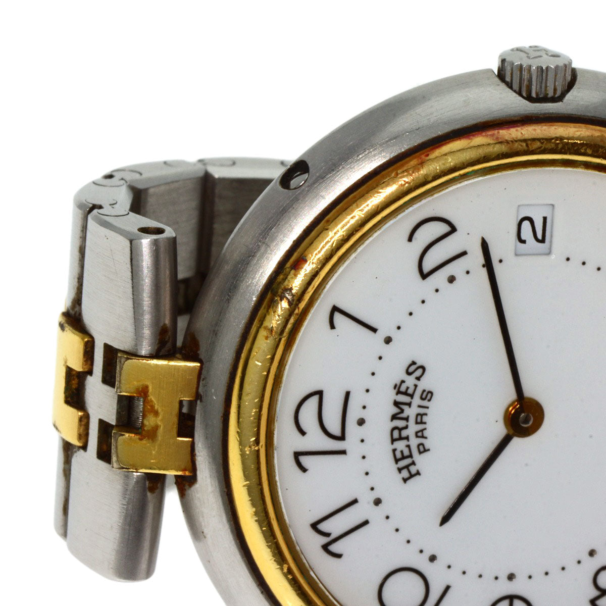 HERMES Watches Quartz Stainless Steel , SSxGP gold profile white dial mens Used