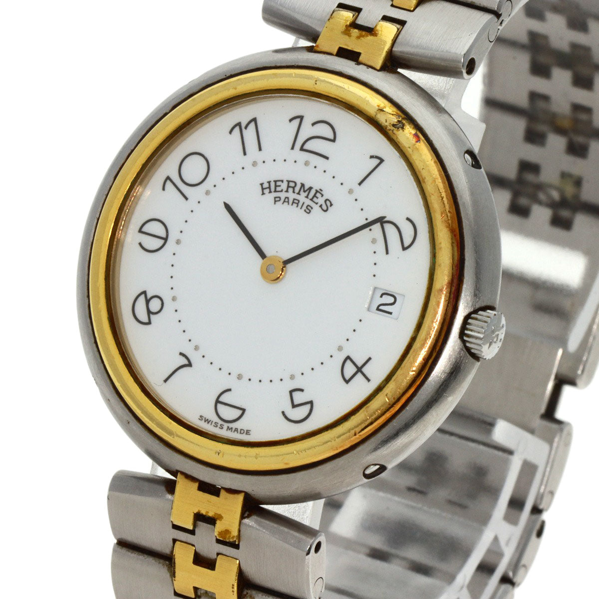 HERMES Watches Quartz Stainless Steel , SSxGP gold profile white dial mens Used