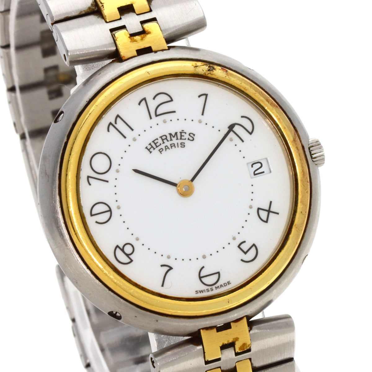 HERMES Watches Quartz Stainless Steel , SSxGP gold profile white dial mens Used