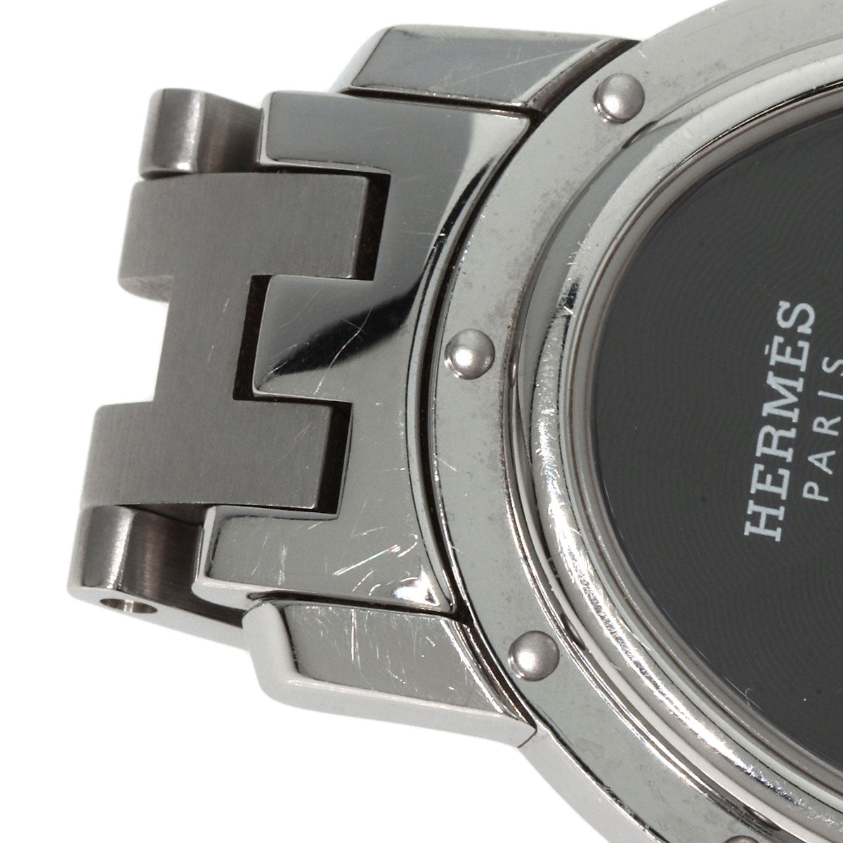 HERMES Watches Quartz CO1.510 Stainless Steel , Stainless Steel Silver Clipper oval black dial Women Used