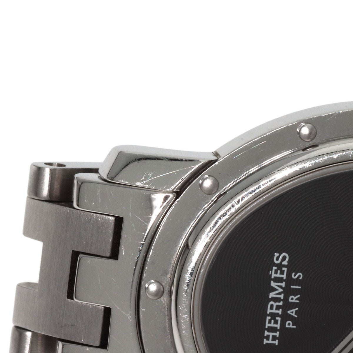 HERMES Watches Quartz CO1.510 Stainless Steel , Stainless Steel Silver Clipper oval black dial Women Used