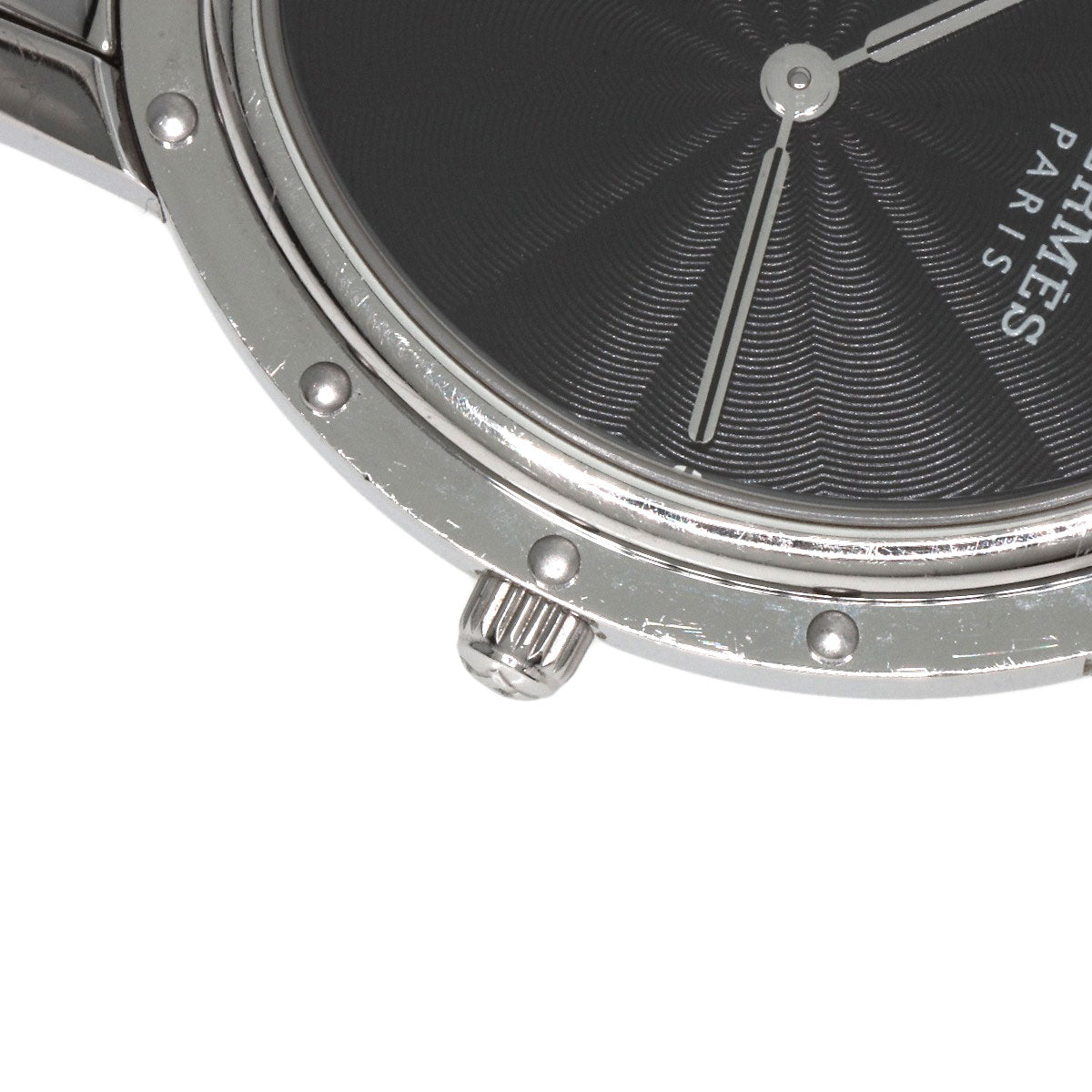 HERMES Watches Quartz CO1.510 Stainless Steel , Stainless Steel Silver Clipper oval black dial Women Used