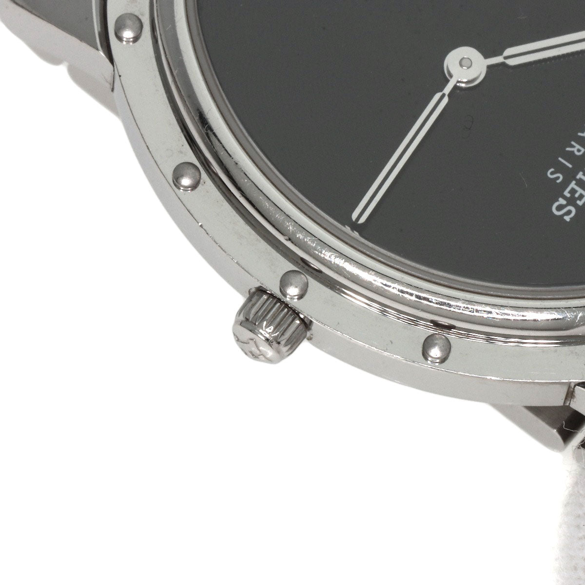 HERMES Watches Quartz CO1.510 Stainless Steel , Stainless Steel Silver Clipper oval black dial Women Used
