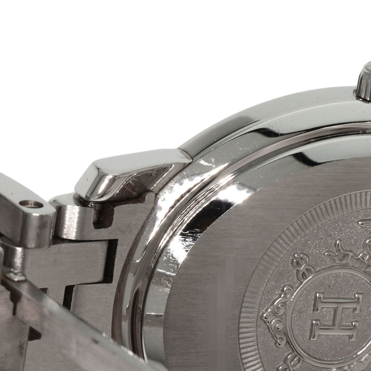 HERMES Watches Quartz CO1.510 Stainless Steel , Stainless Steel Silver Clipper oval black dial Women Used