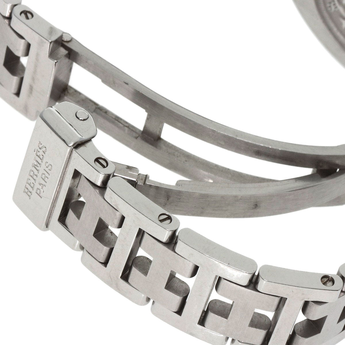 HERMES Watches Quartz CO1.510 Stainless Steel , Stainless Steel Silver Clipper oval black dial Women Used