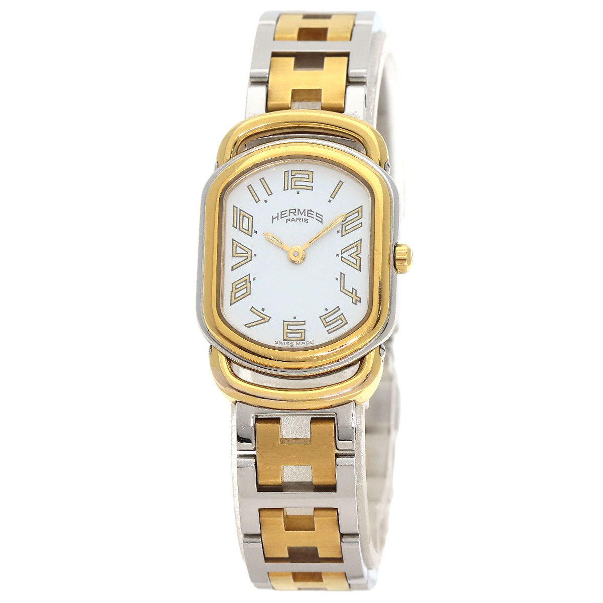 HERMES Watches Quartz RA1.240 Stainless Steel , SSxGP gold Rally white dial Women Used