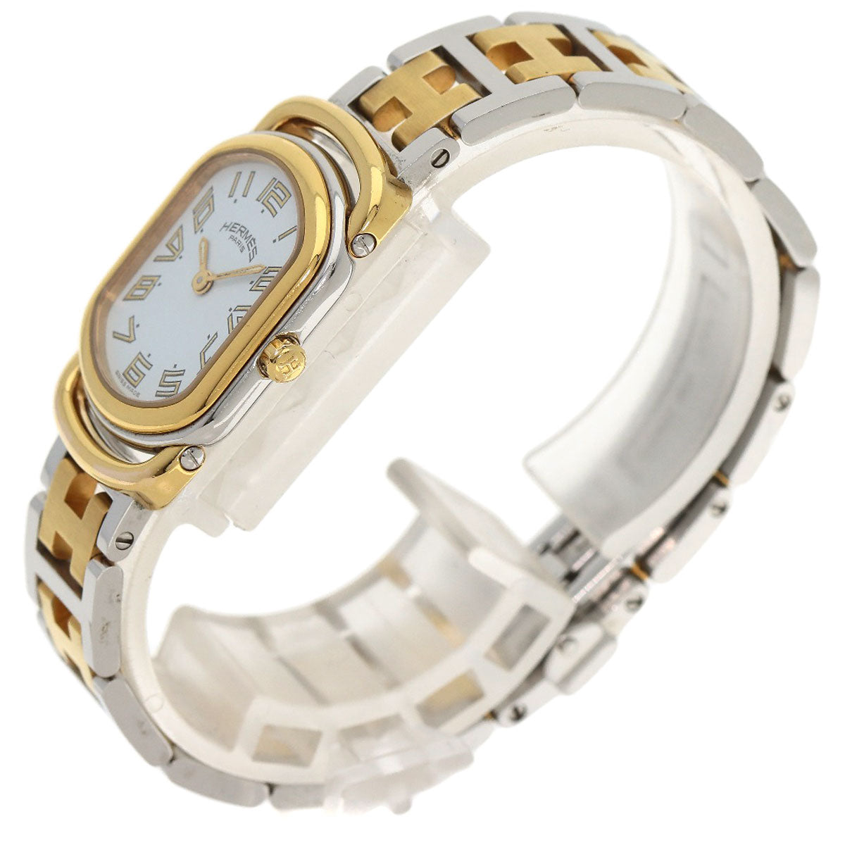 HERMES Watches Quartz RA1.240 Stainless Steel , SSxGP gold Rally white dial Women Used