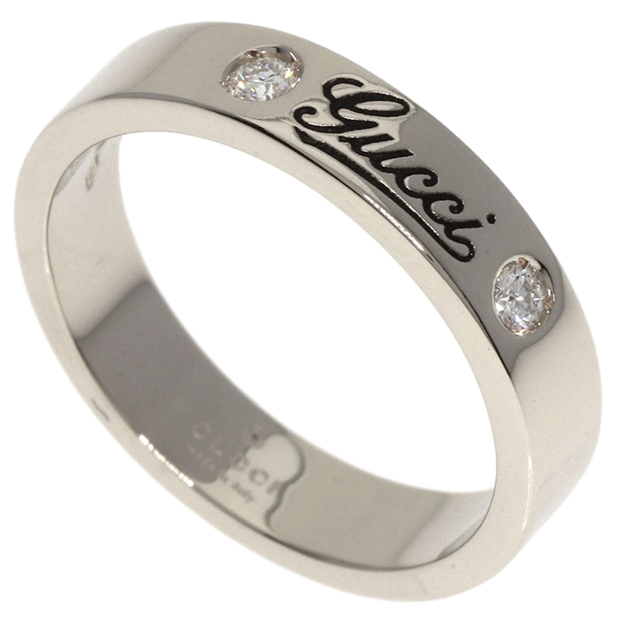 GUCCI Ring K18WG Silver Icon Print 2P Diamond #11
