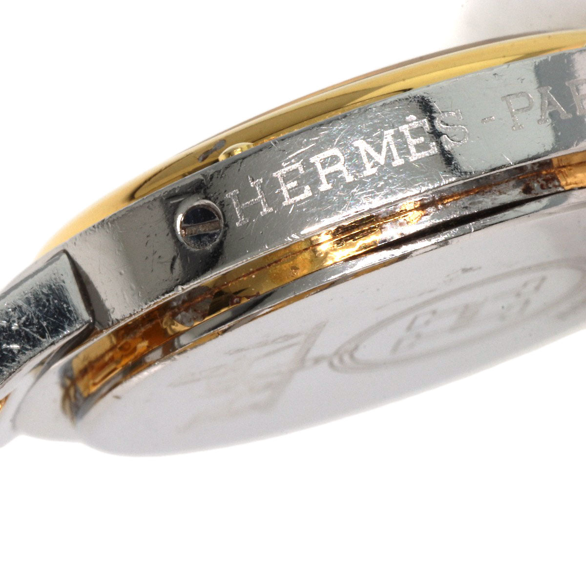 HERMES Watches Quartz Stainless Steel , SSxGP gold Clipper Old Belt Ivory dial Women Used