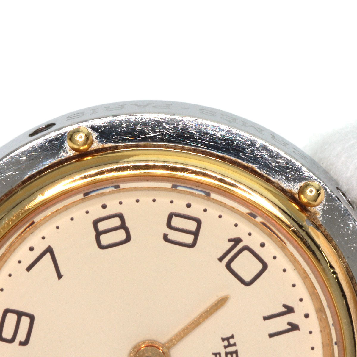 HERMES Watches Quartz Stainless Steel , SSxGP gold Clipper Old Belt Ivory dial Women Used