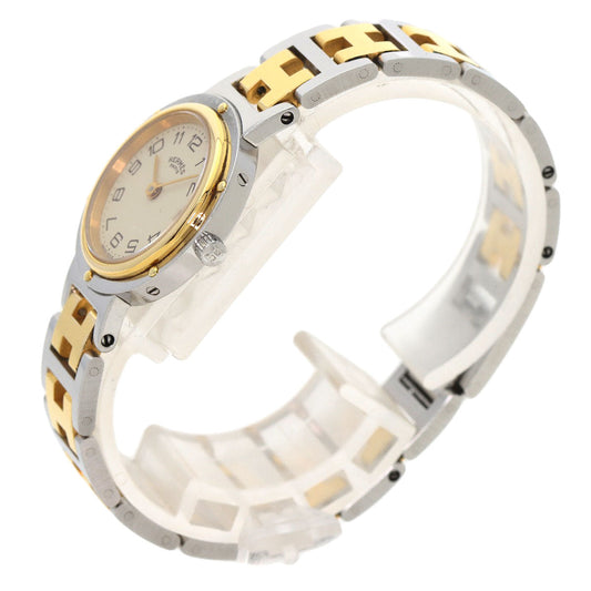HERMES Watches Quartz Stainless Steel , SSxGP gold Clipper Old Belt Ivory dial Women Used