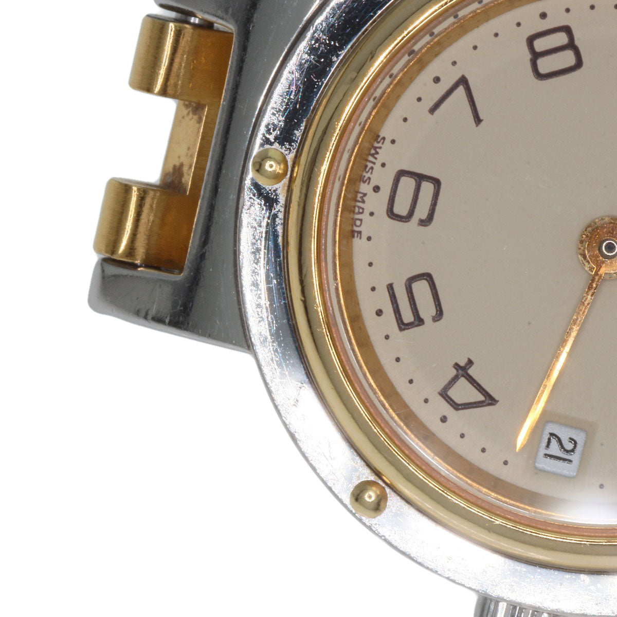 HERMES Watches Quartz Stainless Steel , SSxGP gold Clipper Old Belt Ivory dial Women Used