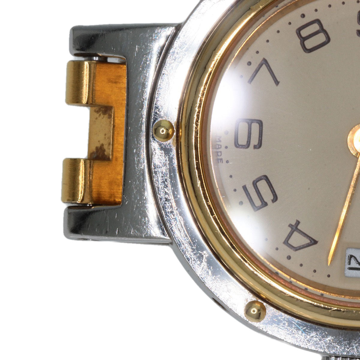 HERMES Watches Quartz Stainless Steel , SSxGP gold Clipper Old Belt Ivory dial Women Used