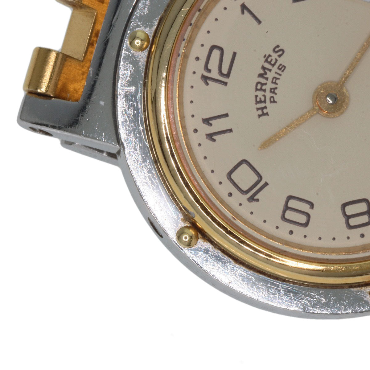 HERMES Watches Quartz Stainless Steel , SSxGP gold Clipper Old Belt Ivory dial Women Used